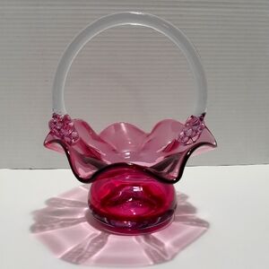 Elegant Cranberry Glass Glass Basket